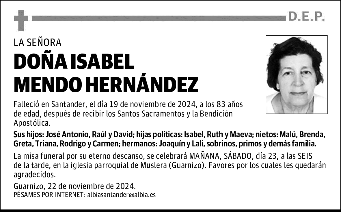 DOÑA ISABEL MENDO HERNÁNDEZ