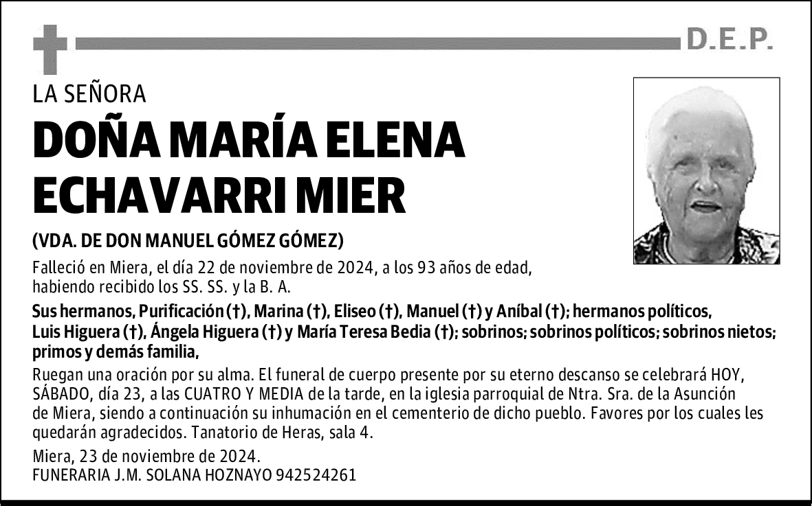 DOÑA MARÍA ELENA ECHAVARRI MIER