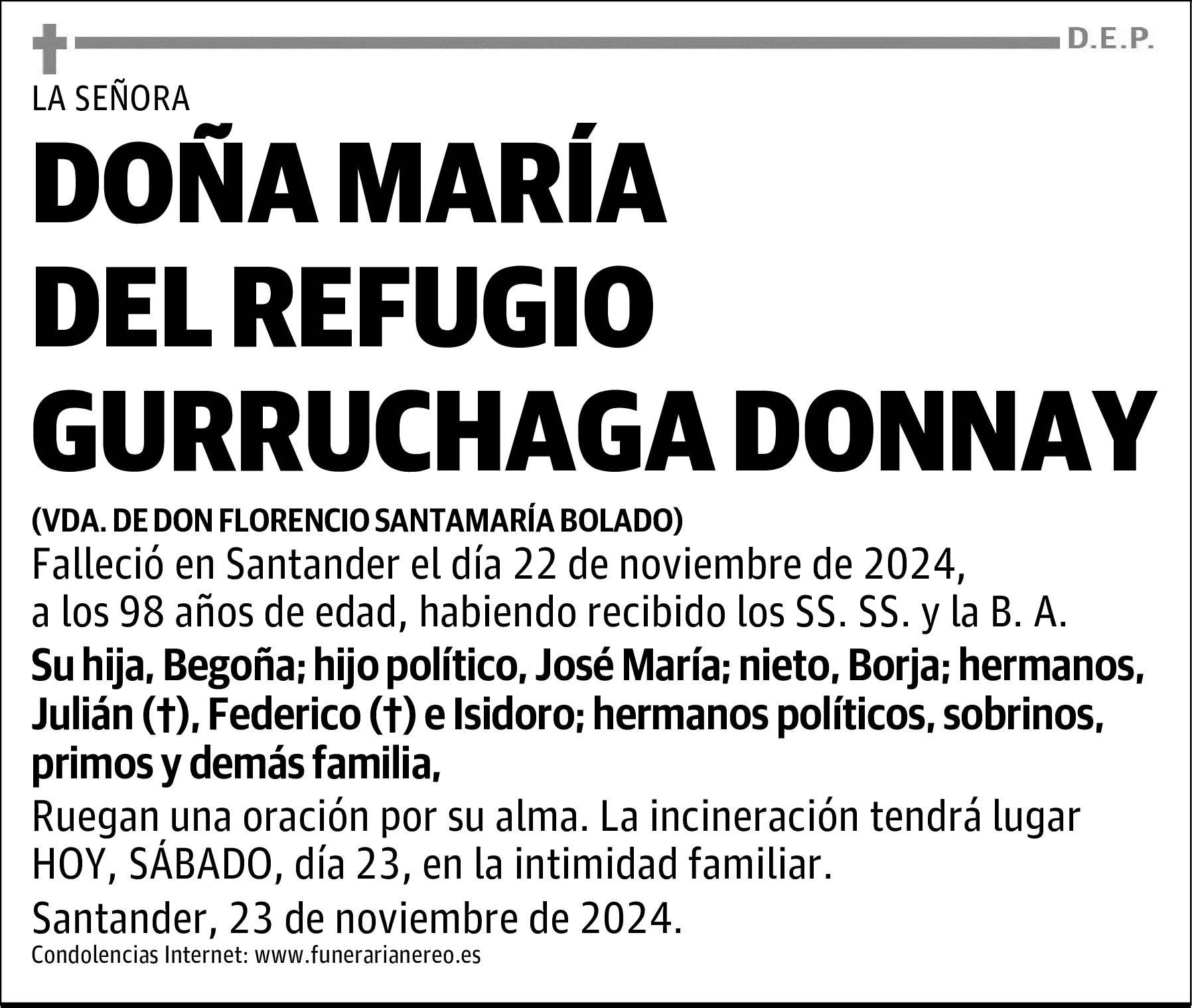 DOÑA MARÍA DEL REFUGIO GURRUCHAGA DONNAY