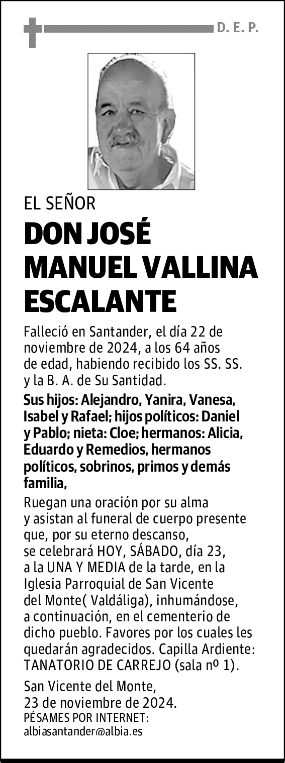 DON JOSÉ MANUEL VALLINA ESCALANTE