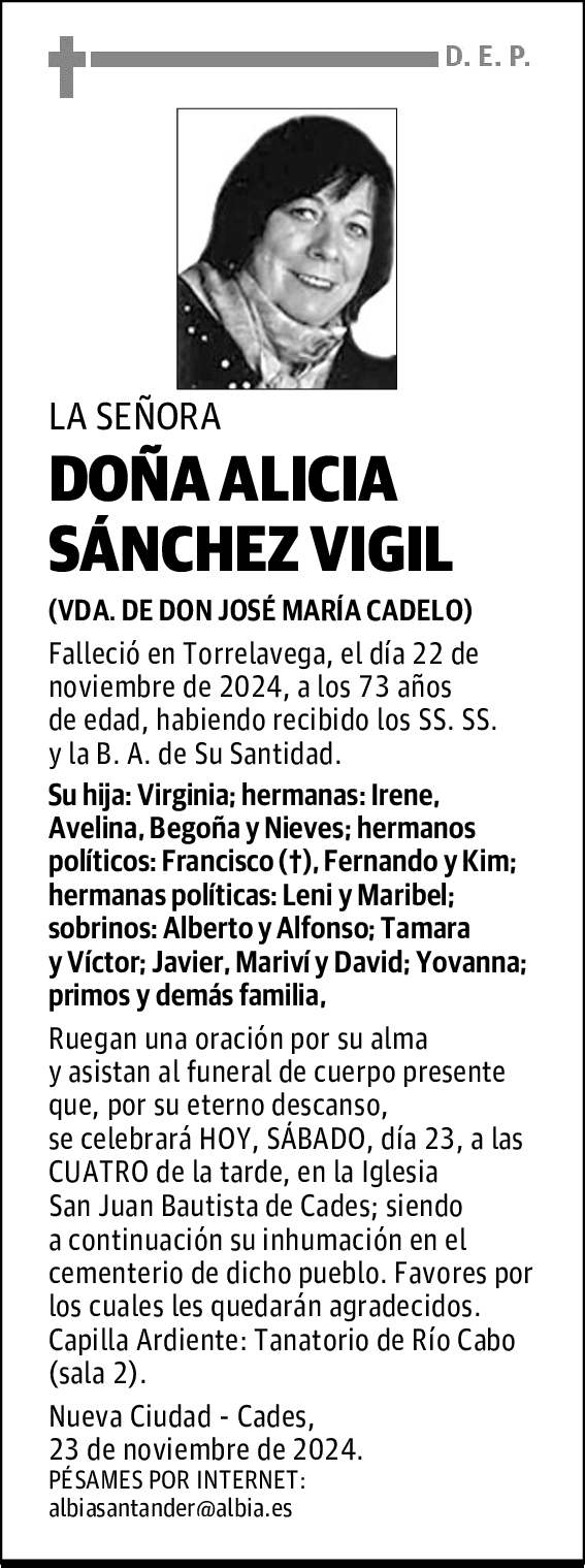 DOÑA ALICIA SÁNCHEZ VIGIL