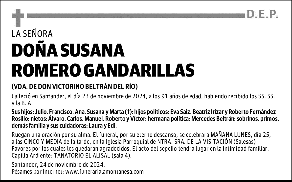 DOÑA SUSANA ROMERO GANDARILLAS