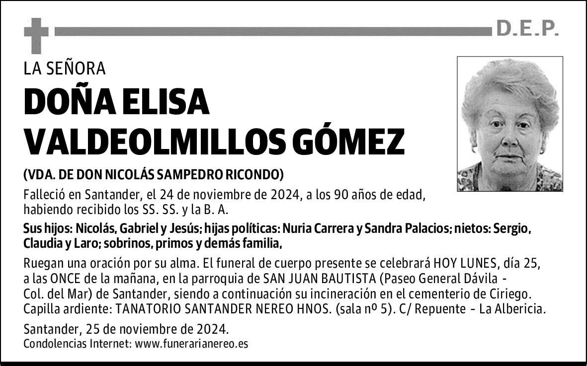 DOÑA ELISA VALDEOLMILLOS GÓMEZ