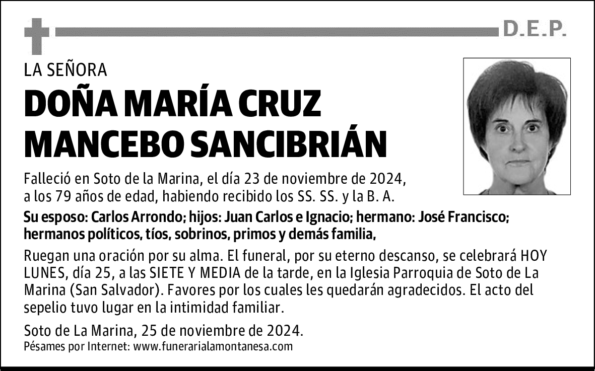 DOÑA MARÍA CRUZ MANCEBO SANCIBRIÁN