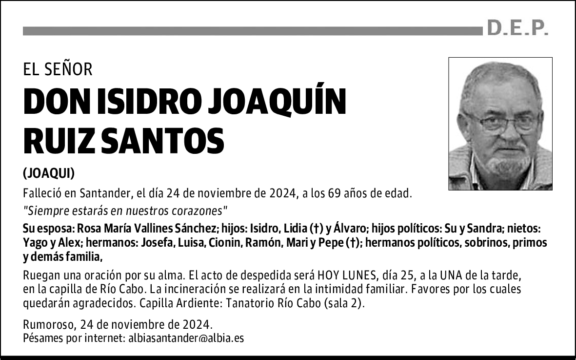 DON ISIDRO JOAQUÍN RUIZ SANTOS