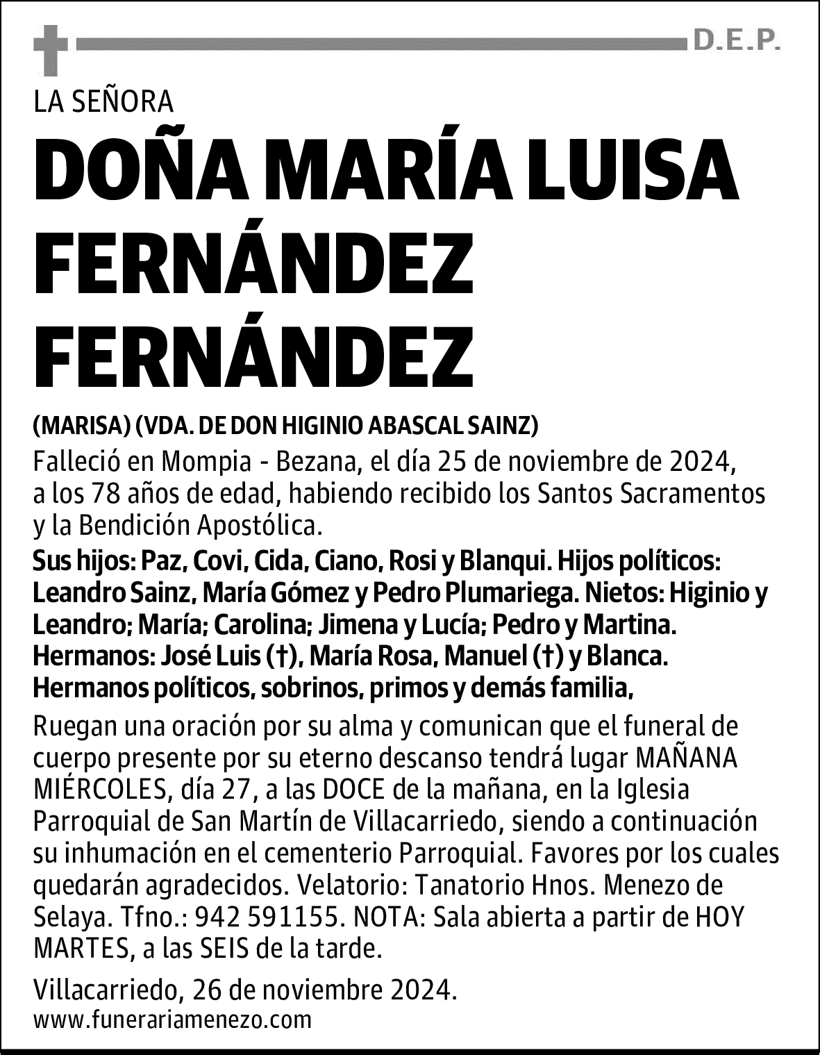 DOÑA MARÍA LUISA FERNÁNDEZ FERNÁNDEZ