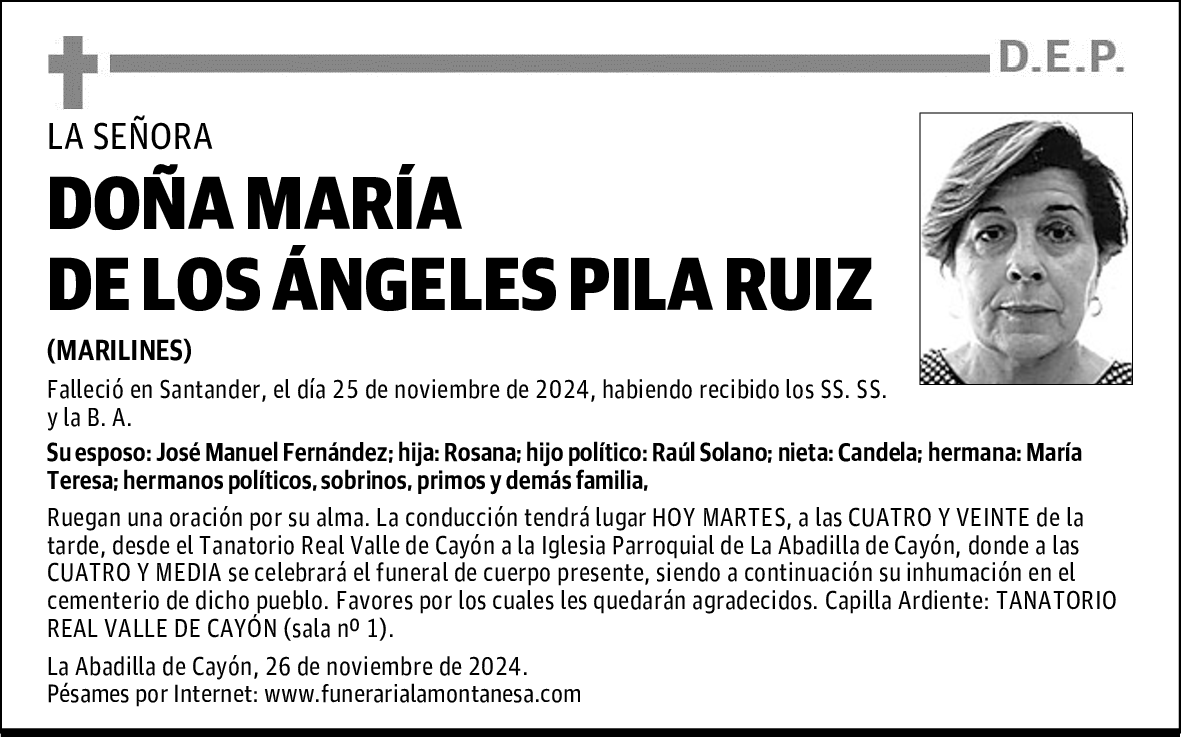 DOÑA MARÍA DE LOS ÁNGELES PILA RUIZ