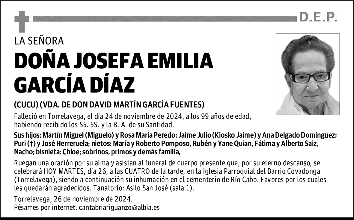 DOÑA JOSEFA EMILIA GARCÍA DÍAZ