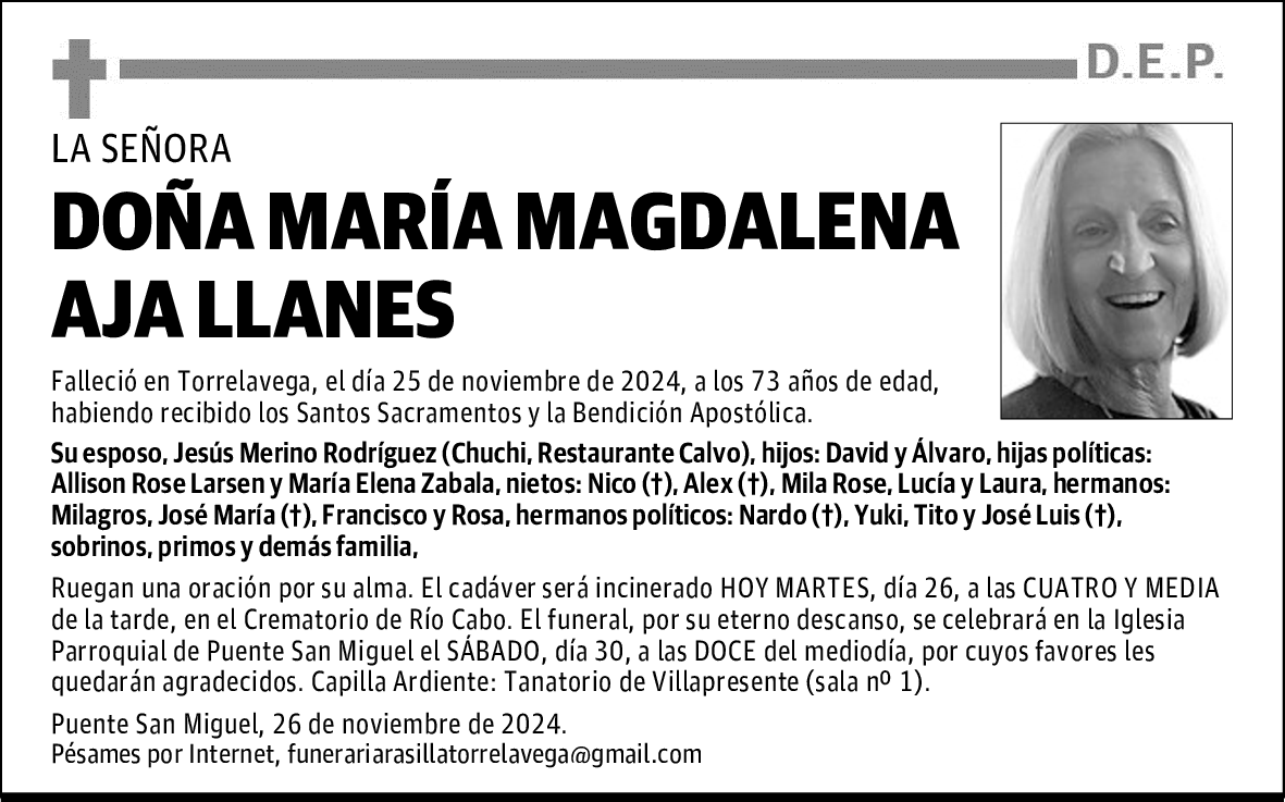 DOÑA MARÍA MAGDALENA AJA LLANES