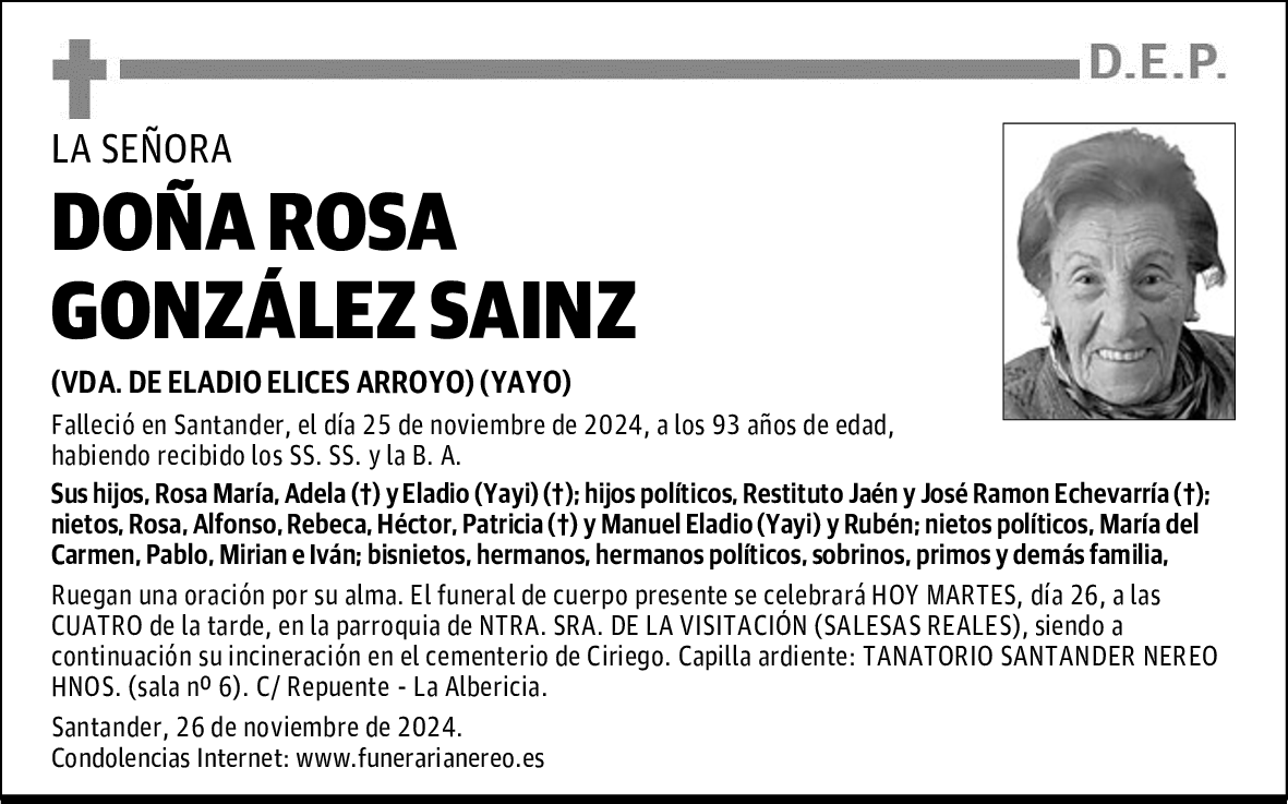 DOÑA ROSA GONZÁLEZ SAINZ