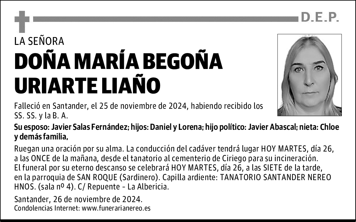 DOÑA MARÍA BEGOÑA URIARTE LIAÑO