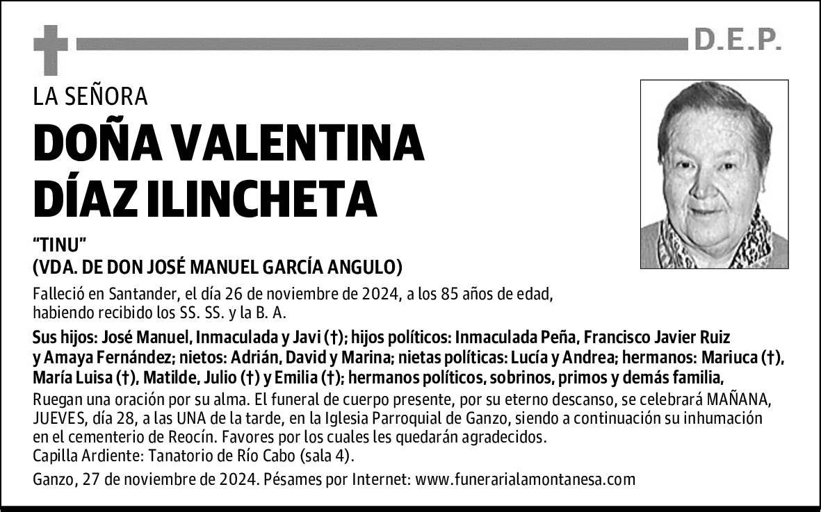 DOÑA VALENTINA DÍAZ ILINCHETA