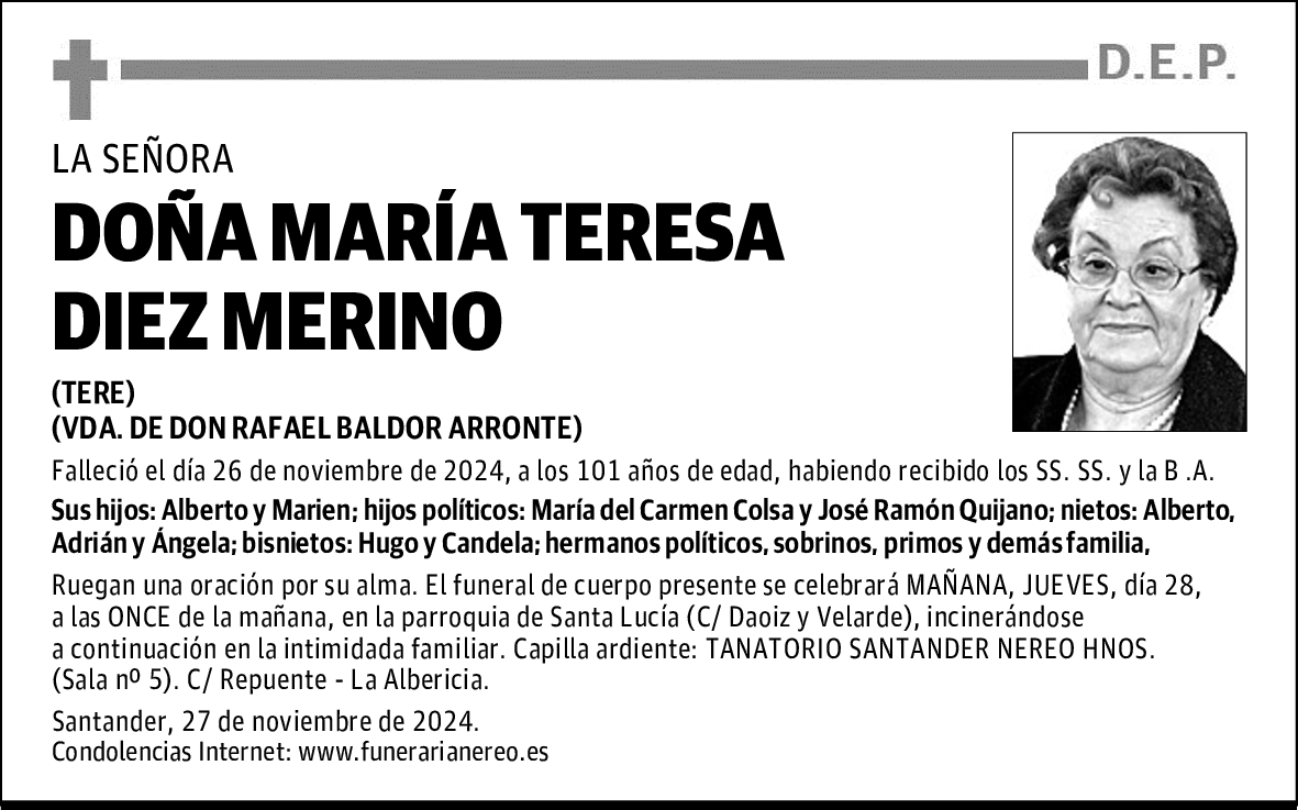 DOÑA MARÍA TERESA DIEZ MERINO