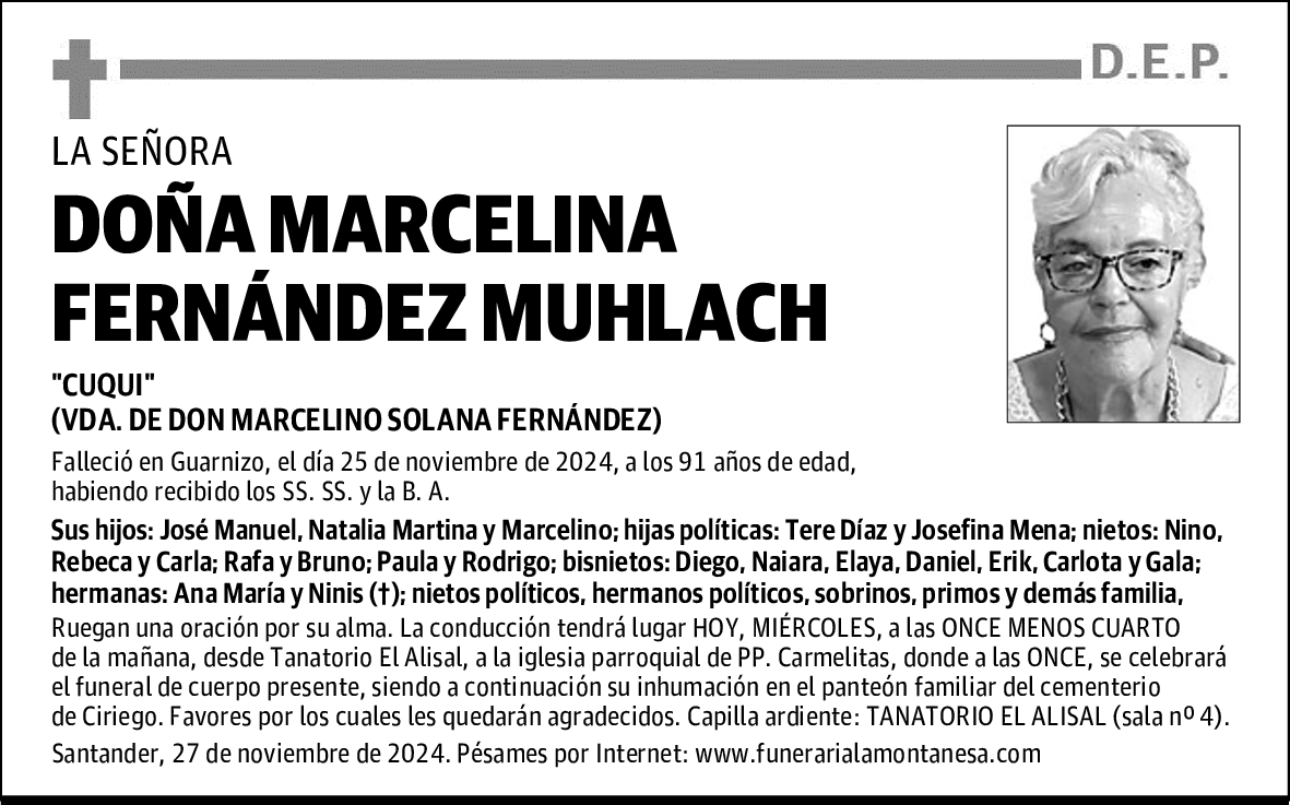 DOÑA MARCELINA FERNÁNDEZ MUHLACH