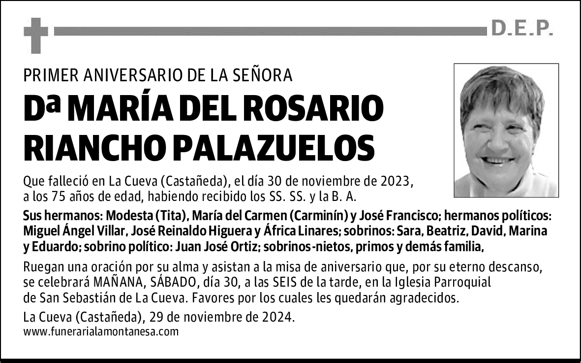 DOÑA MARÍA DEL ROSARIO RIANCHO PALAZUELOS
