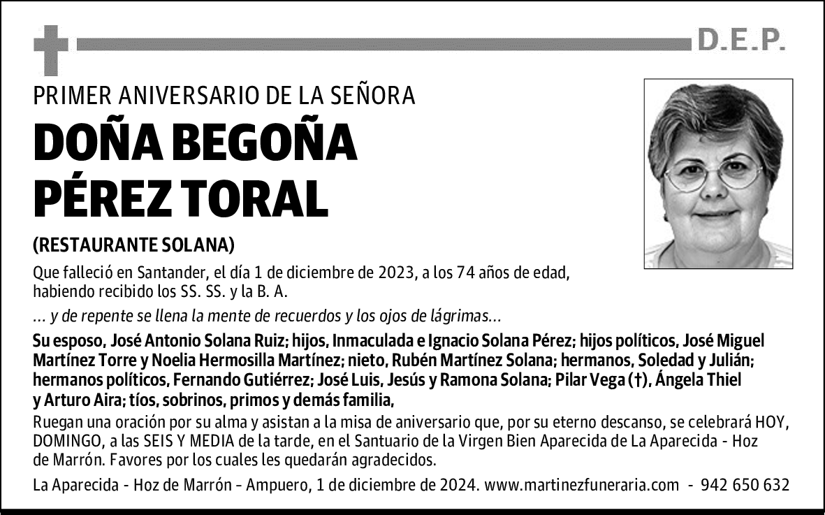 DOÑA BEGOÑA PÉREZ TORAL