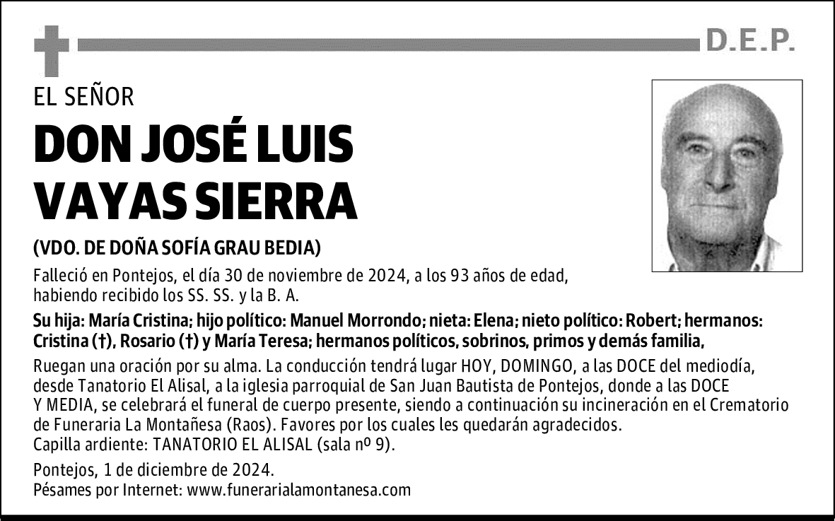 DON JOSÉ LUIS VAYAS SIERRA