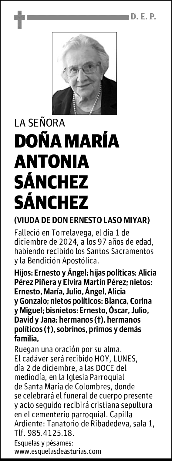 DOÑA MARÍA ANTONIA SÁNCHEZ SÁNCHEZ