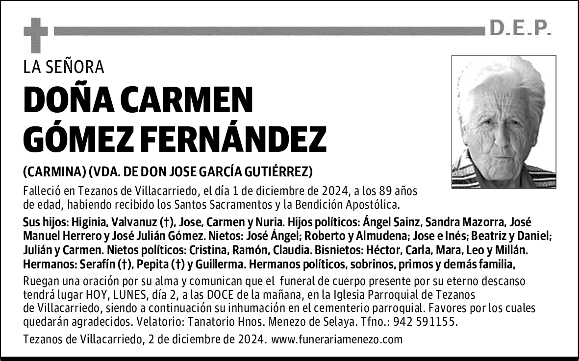 DOÑA CARMEN GÓMEZ FERNÁNDEZ