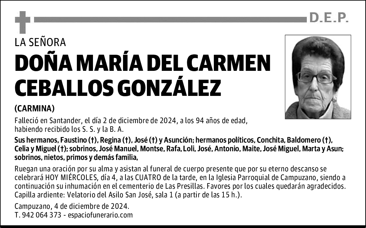 DOÑA MARÍA DEL CARMEN CEBALLOS GONZÁLEZ