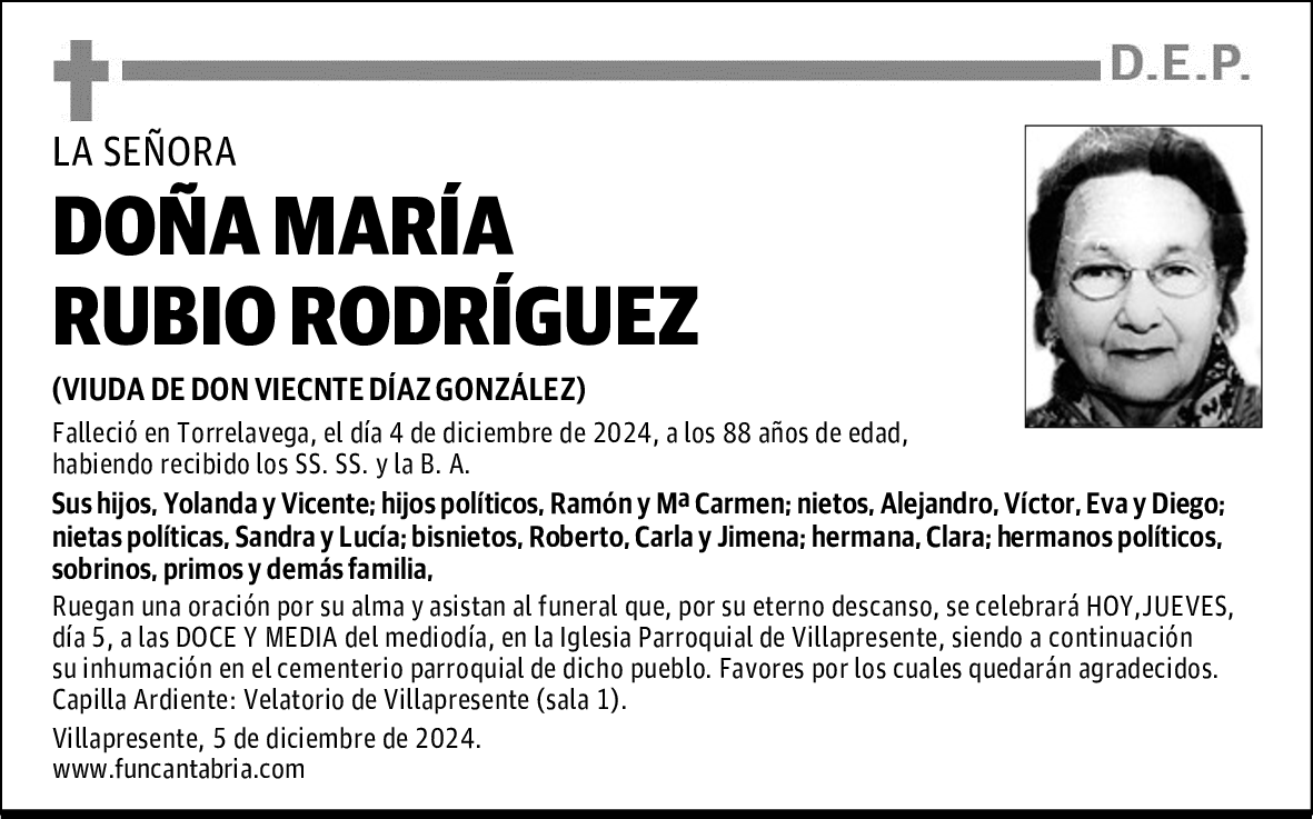 DOÑA MARÍA RUBIO RODRÍGUEZ