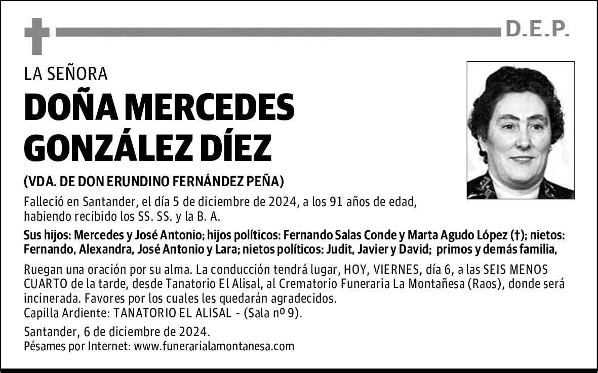 DOÑA MERCEDES GONZÁLEZ DÍEZ