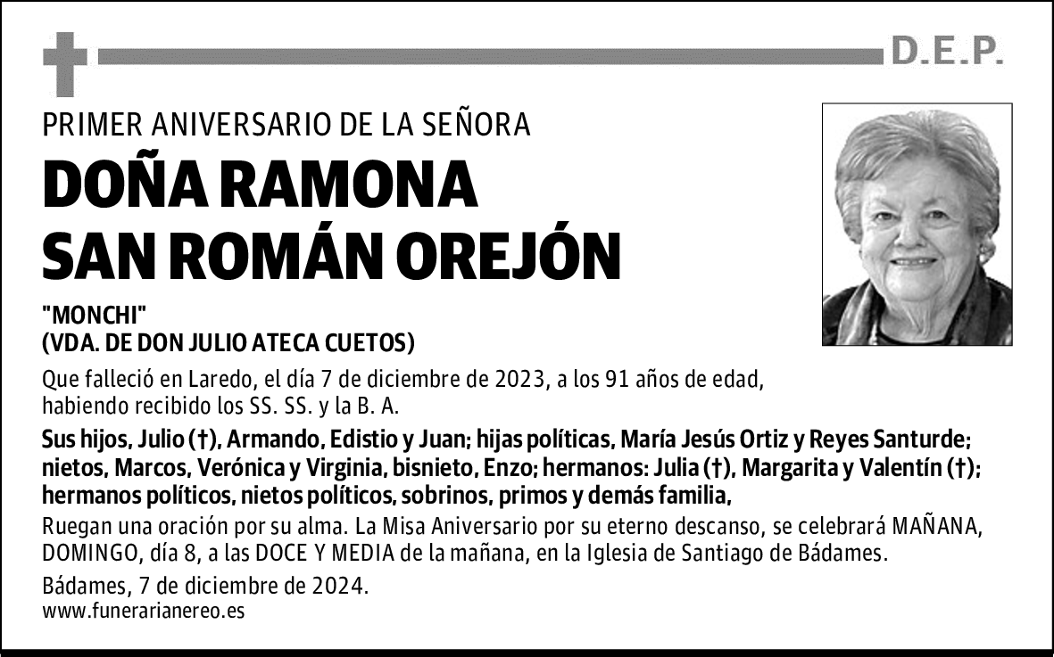 DOÑA RAMONA SAN ROMÁN OREJÓN