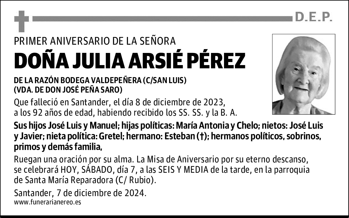 DOÑA JULIA ARSIÉ PÉREZ