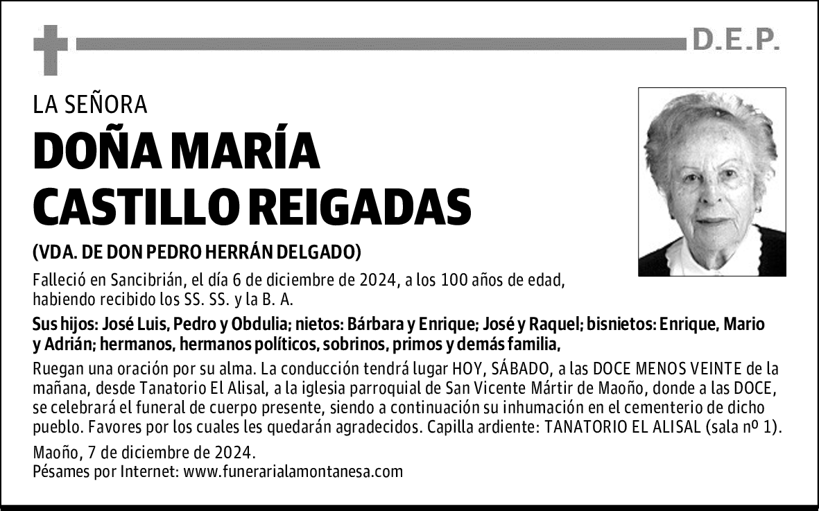 DOÑA MARÍA CASTILLO REIGADA