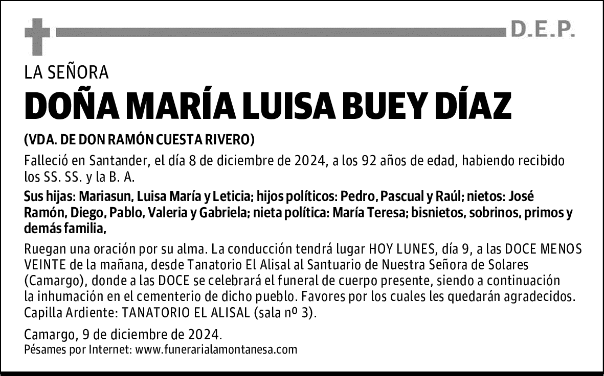 DOÑA MARÍA LUISA BUEY DÍAZ