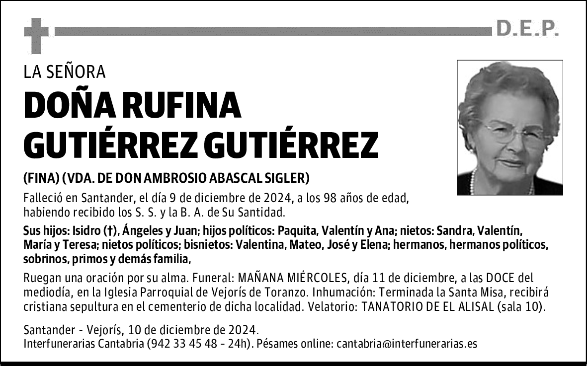 DOÑA RUFINA GUTIÉRREZ GUTIÉRREZ