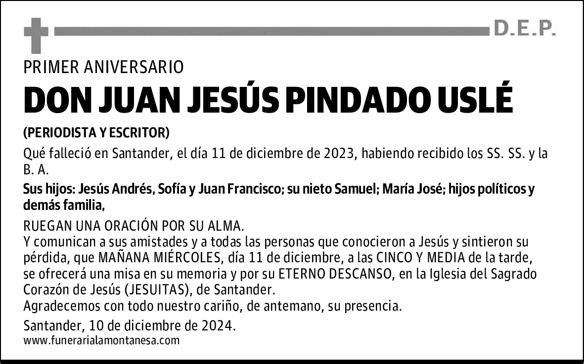 DON JUAN JESÚS PINDADO USLÉ