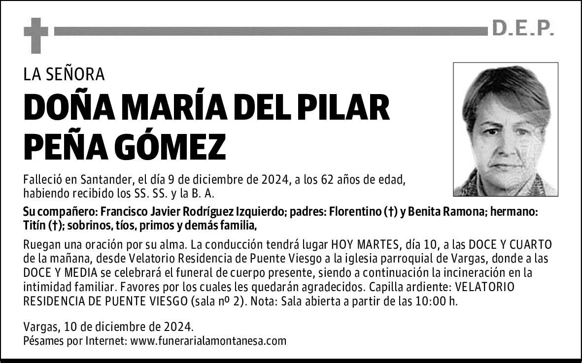 DOÑA MARÍA DEL PILAR PEÑA GÓMEZ