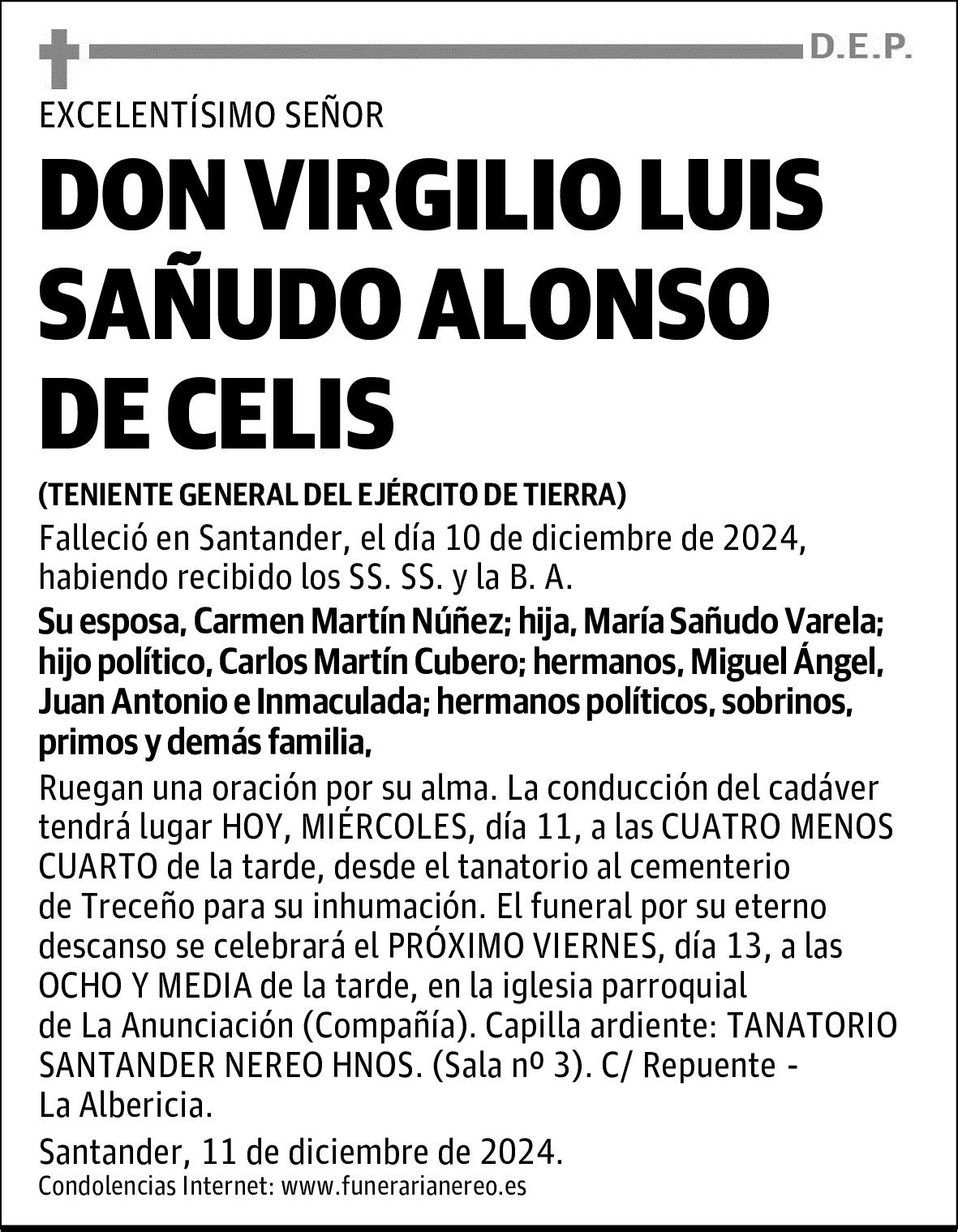 DON VIRGILIO LUIS SAÑUDO ALONSO DE CELIS