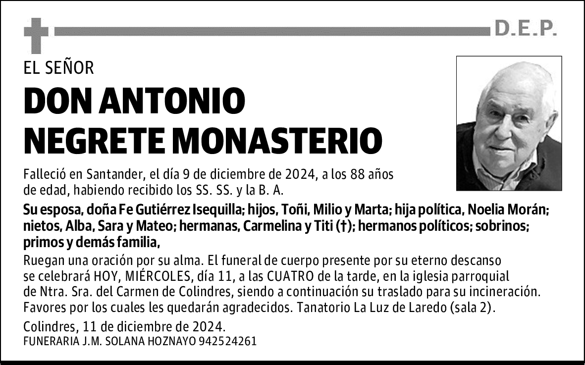 DON ANTONIO NEGRETE MONASTERIO