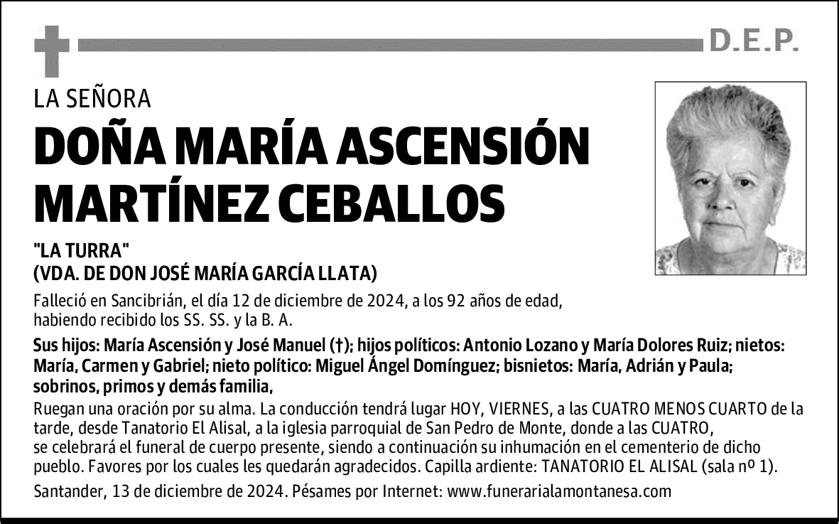 DOÑA MARÍA ASCENSIÓN MARTÍNEZ CEBALLOS