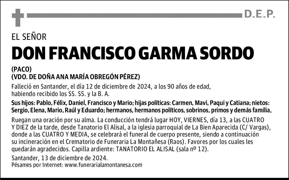 DON FRANCISCO GARMA SORDO