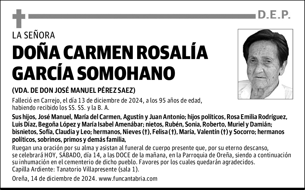 DOÑA CARMEN ROSALÍA GARCÍA SOMOHANO