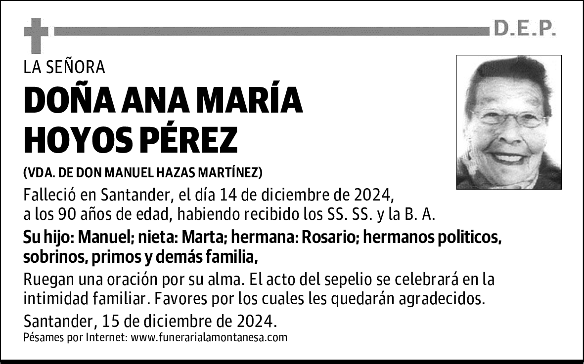 DOÑA ANA MARÍA HOYOS PÉREZ