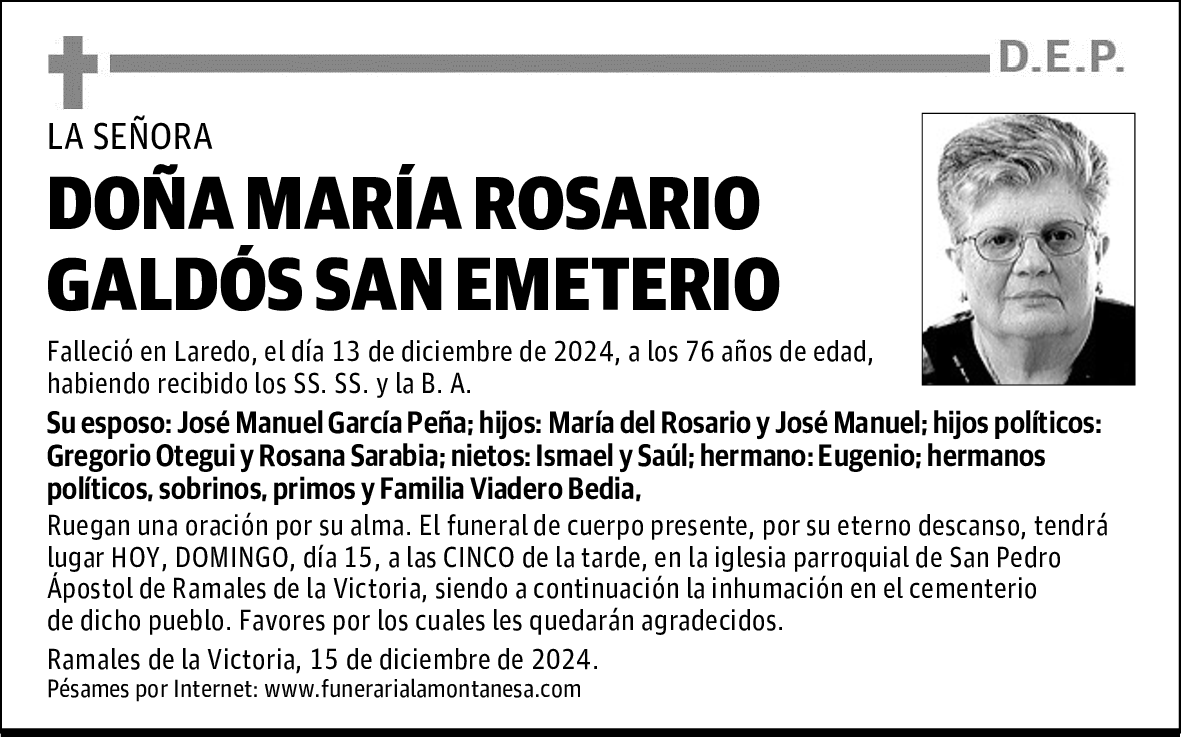 DOÑA MARÍA ROSARIO GALDÓS SAN EMETERIO