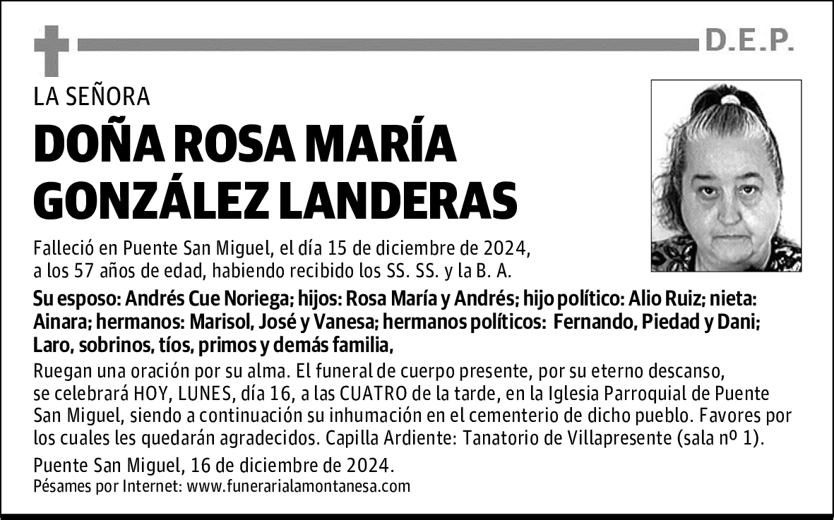 DOÑA ROSA MARÍA GONZÁLEZ LANDERAS