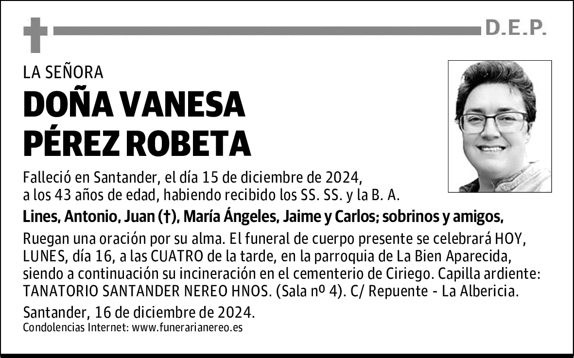 DOÑA VANESA PÉREZ ROBETA