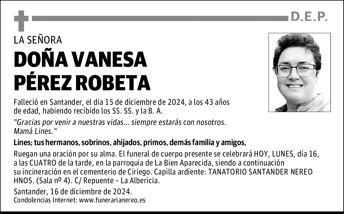 DOÑA VANESA PÉREZ ROBETA