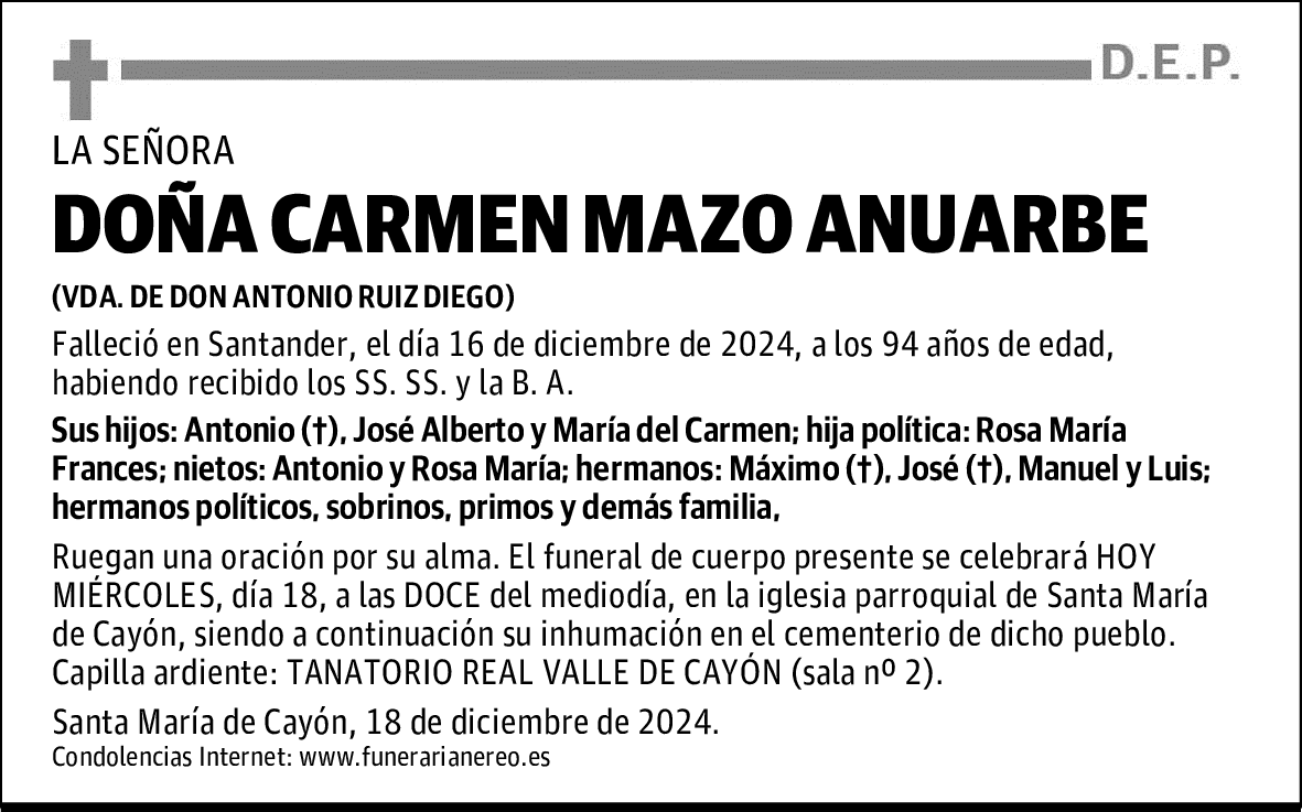 DOÑA CARMEN MAZO ANUARBE