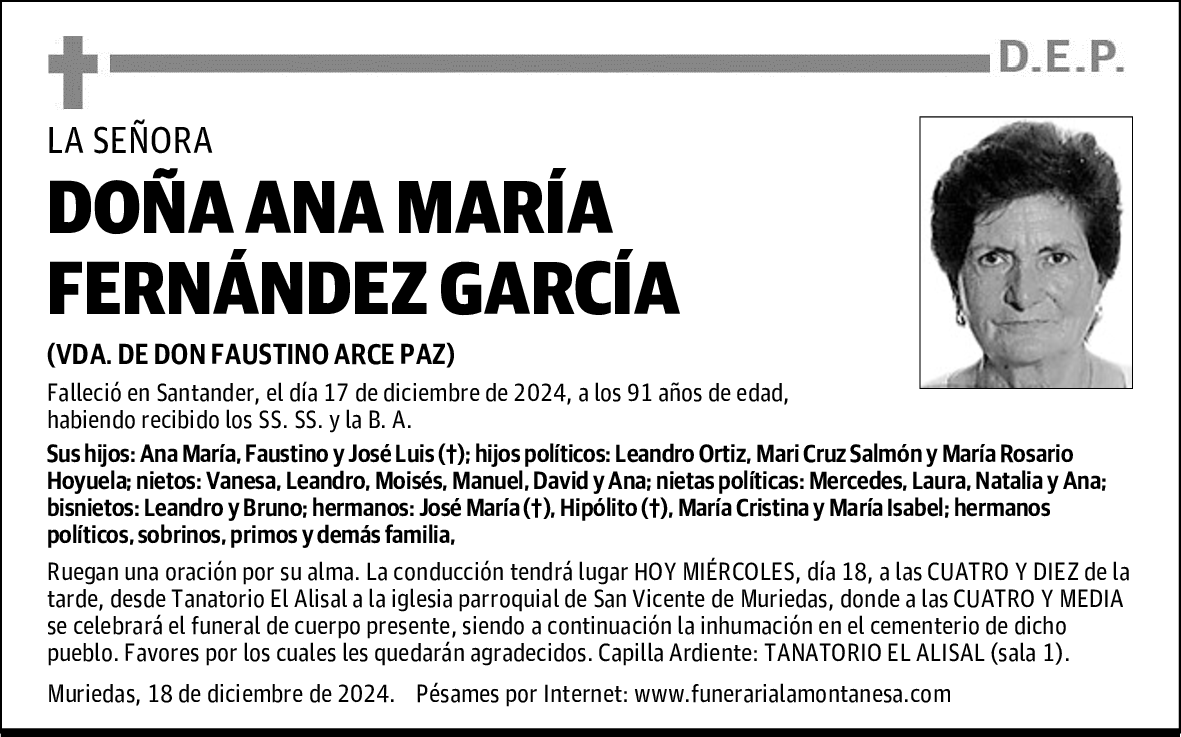 DOÑA ANA MARÍA FERNÁNDEZ GARCÍA