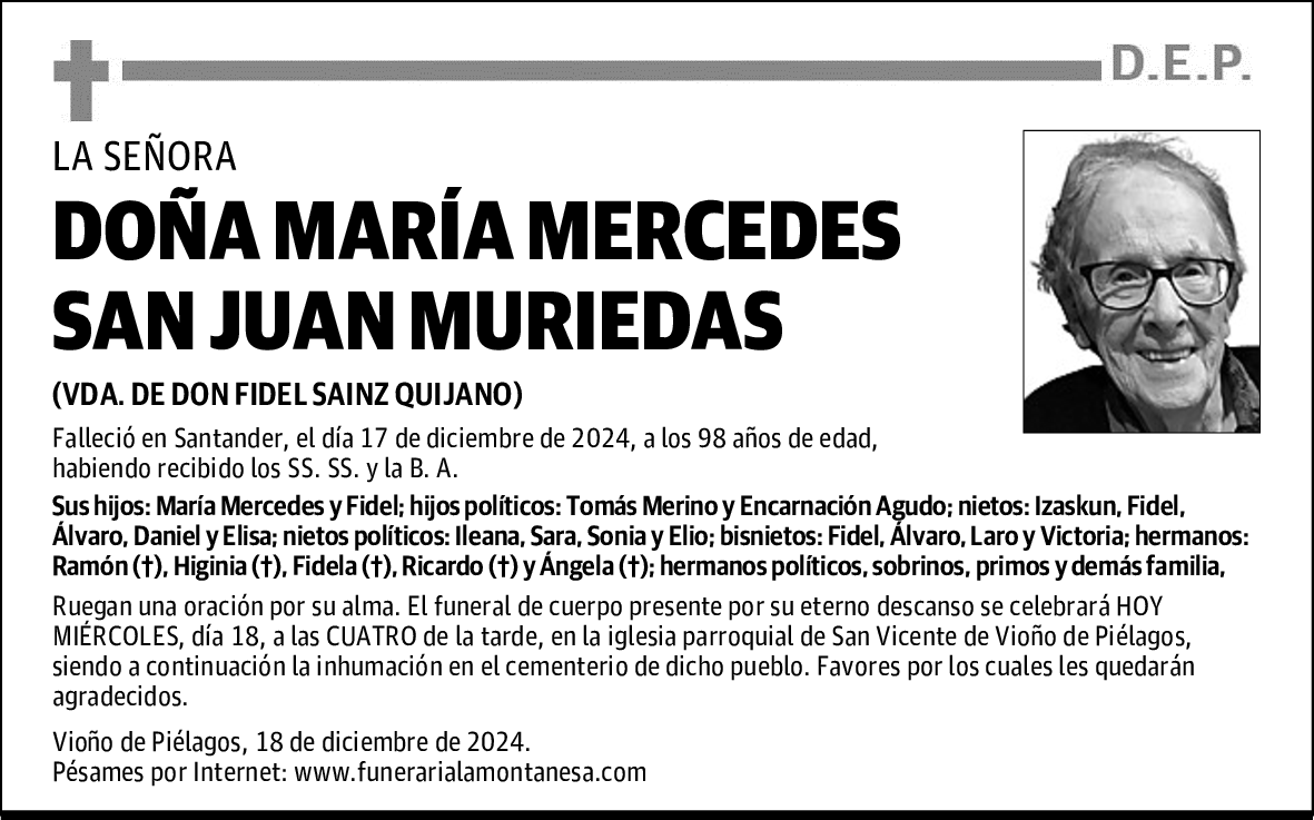 DOÑA MARÍA MERCEDES SAN JUAN MURIEDAS