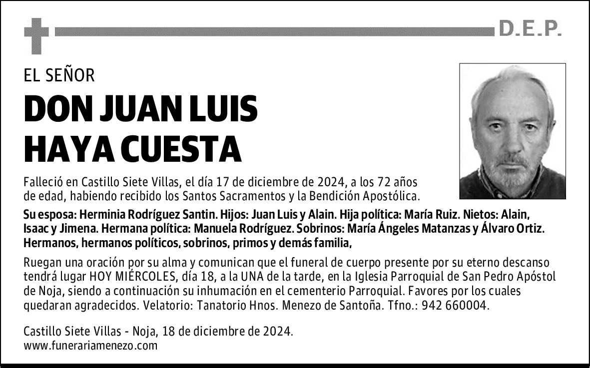 DON JUAN LUIS HAYA CUESTA