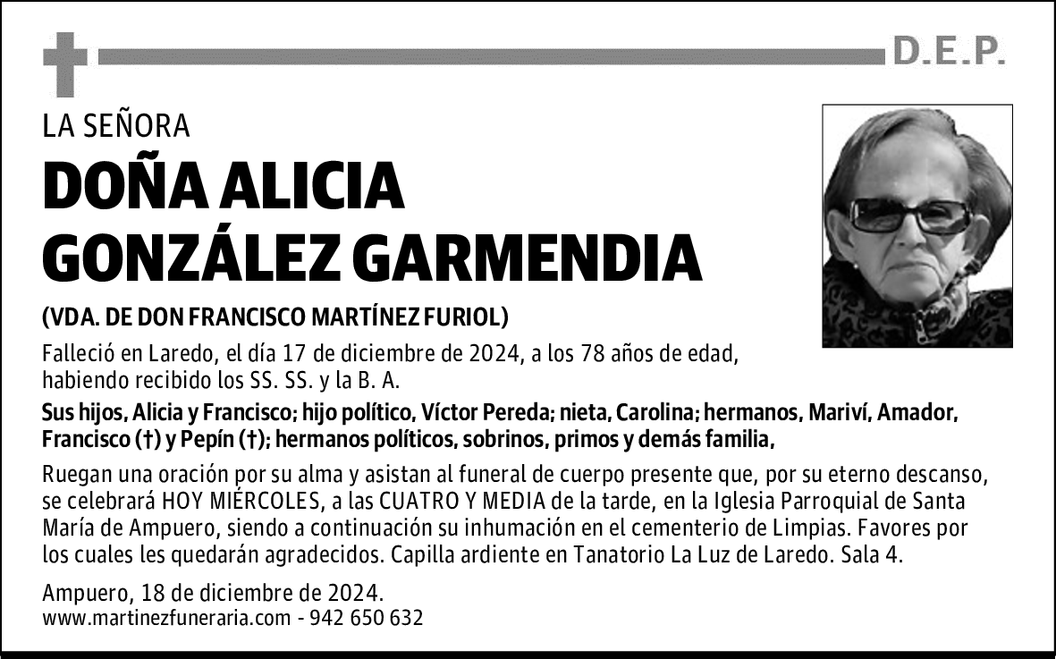 DOÑA ALICIA GONZÁLEZ GARMENDIA