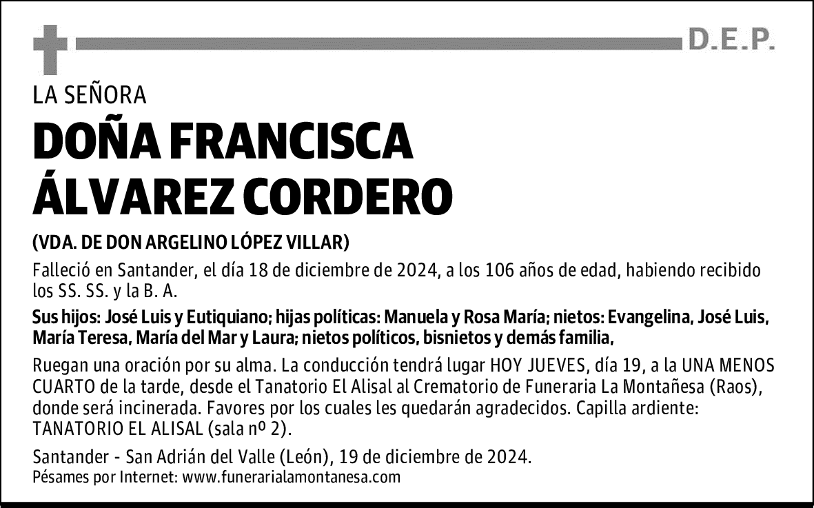 DOÑA FRANCISCA ÁLVAREZ CORDERO