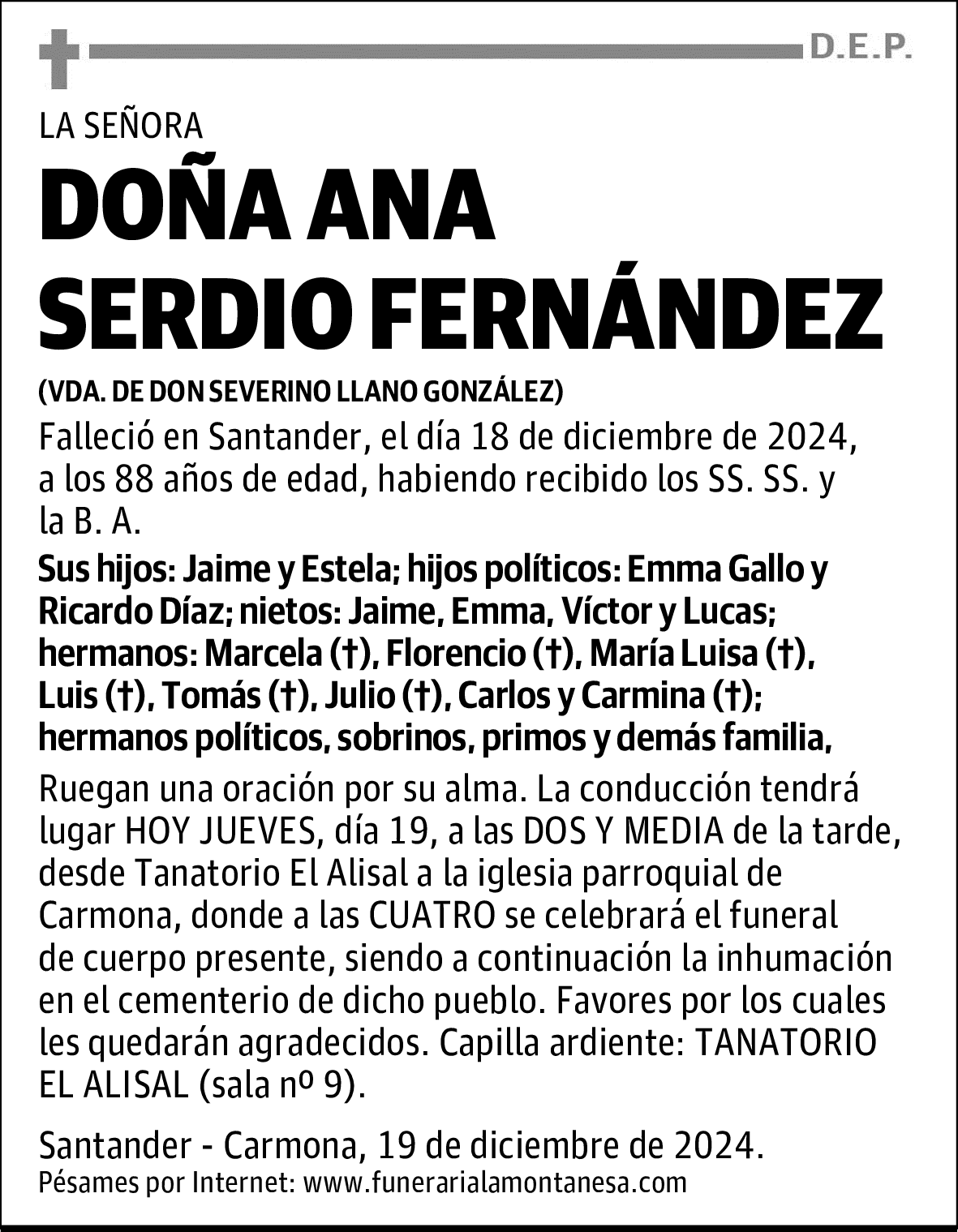 DOÑA ANA SERDIO FERNÁNDEZ